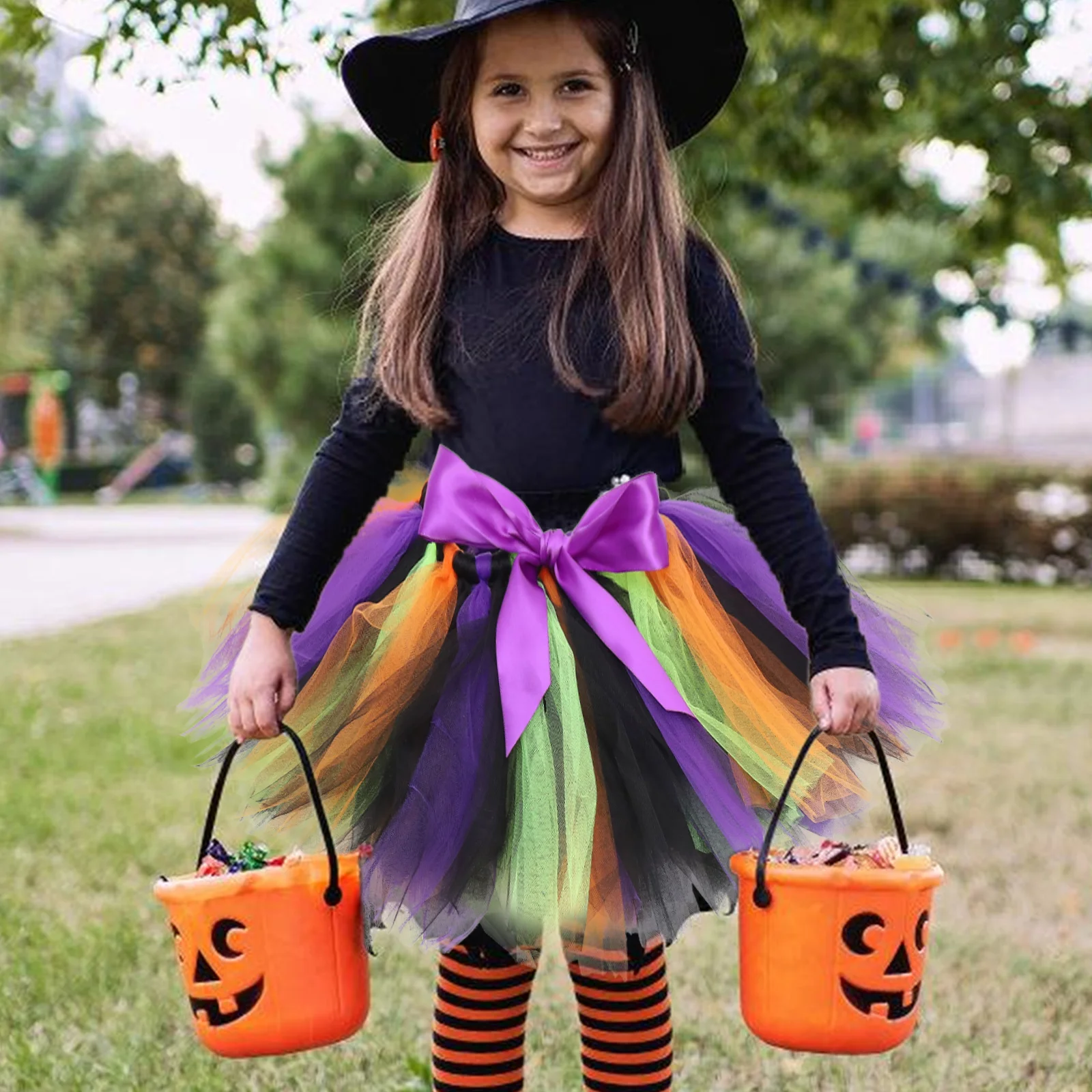 1 Set of Delicate Witch Clothes Kids Costume Decorative Halloween Clothes Halloween Costume Children's Hat Skirt Witch Suit