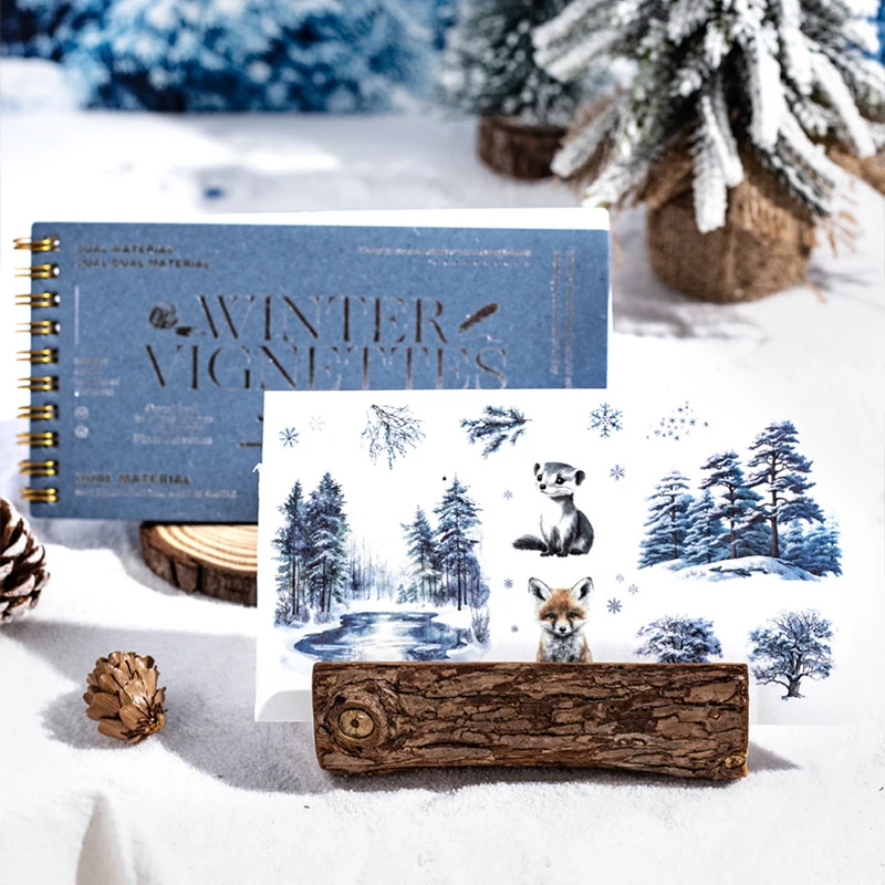 

Бумага Mr, 4 стиля серии Frosty Forest, книга с наклейками из двойного материала, декоративные наклейки для справочника