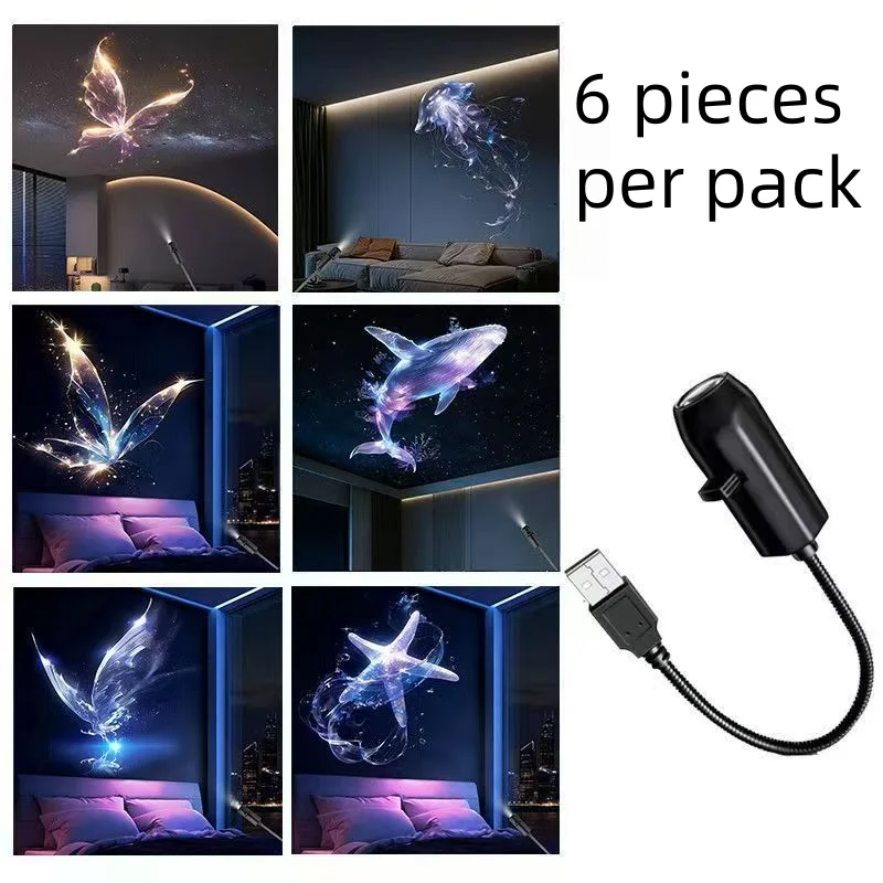 USB powered LED projection night lamp with ocean pattern and butterfly, whale, jellyfish, bedroom and living room night lamp