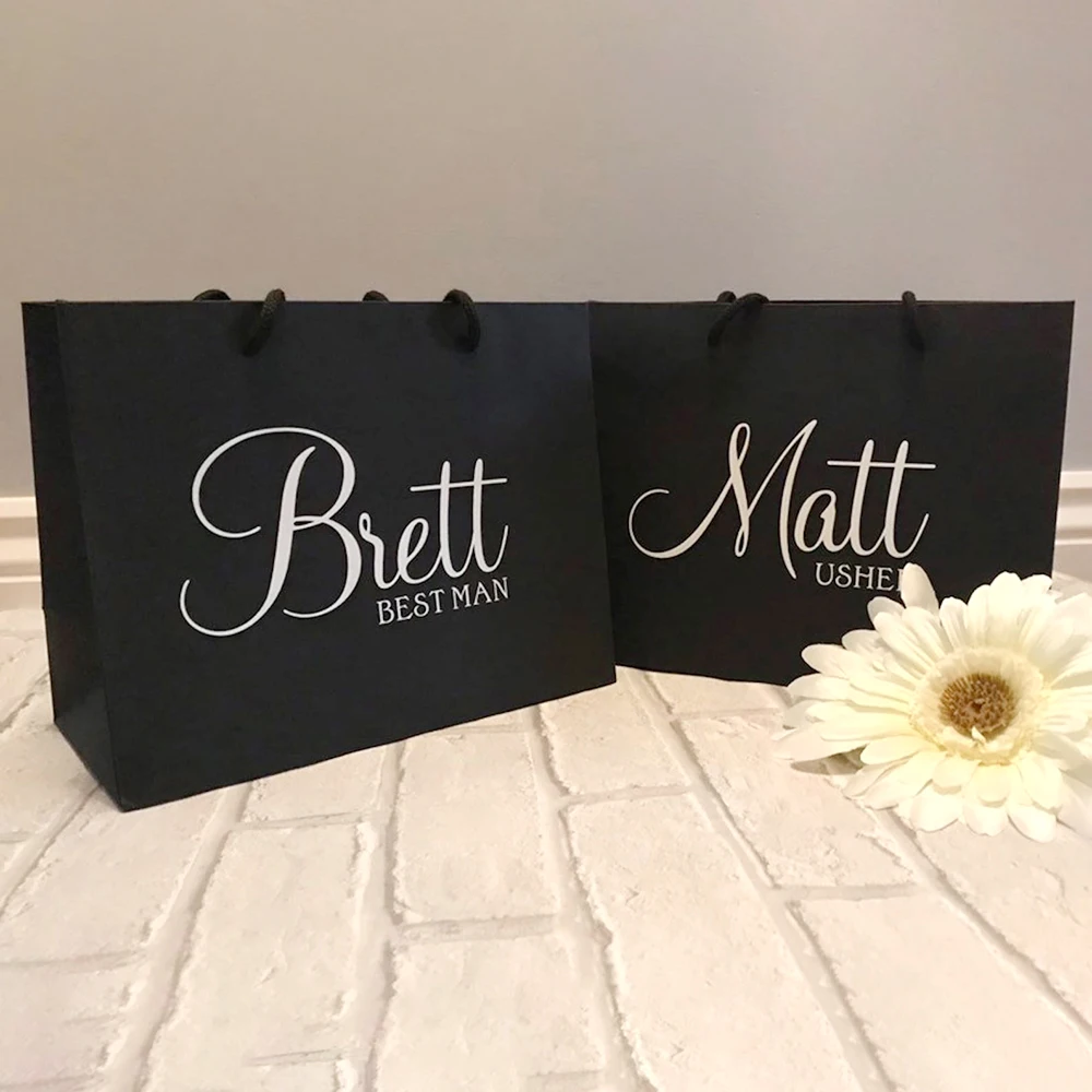 Personalized Wedding Hen Party White Gift Bag Bachelor Party Groomsmen Black Gift Bag Wedding Day Bridesmaid Thank You Gift