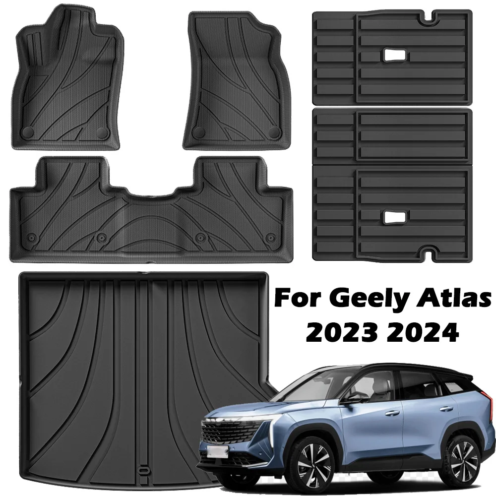 

For Geely Atlas 2023 2024 TPE Floor Mats,All Weather Waterproof Floor Liners Trunk Cargo Mats for Geely Boyue L Accessories