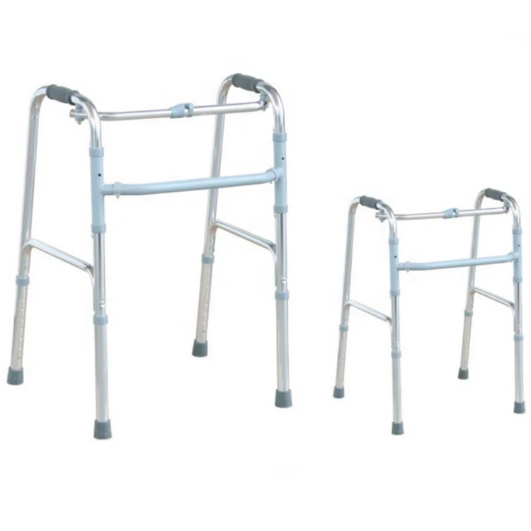 Mobility Aid Walking Frame One-button Folding Height Adjustable Aluminum Walker For Elderly Disabled People