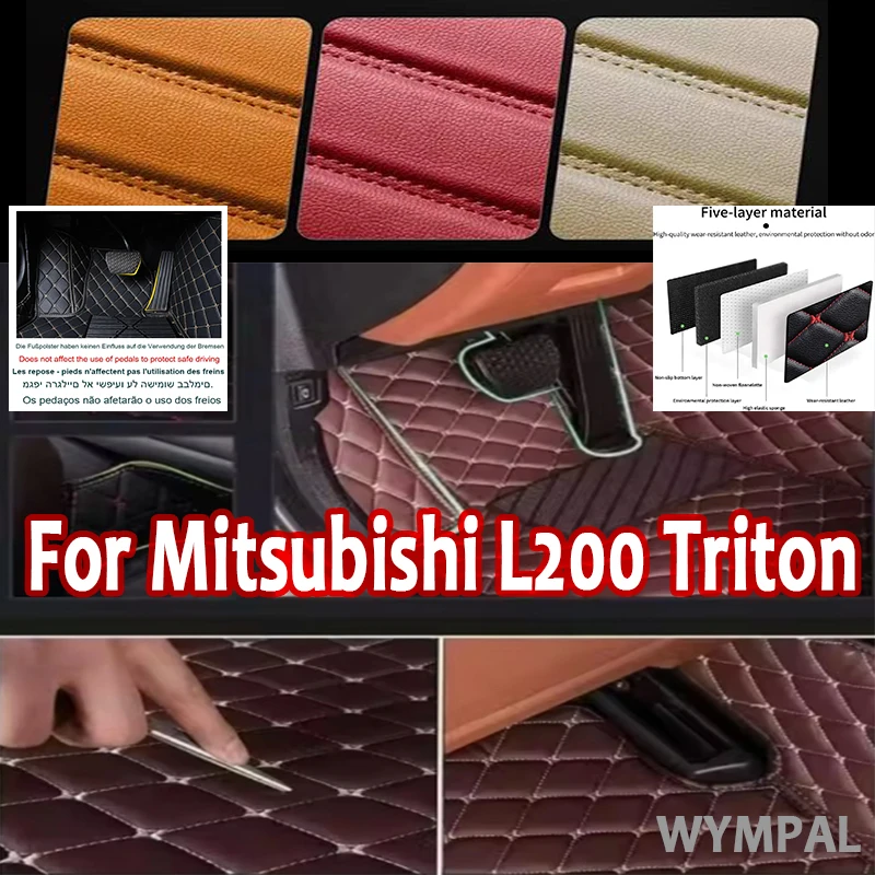 

Luxury Car Floor Mats For Mitsubishi L200 Triton 2016 2017 2018 Auto Custom Automotive Leather Men Women Car Mats Full Parts