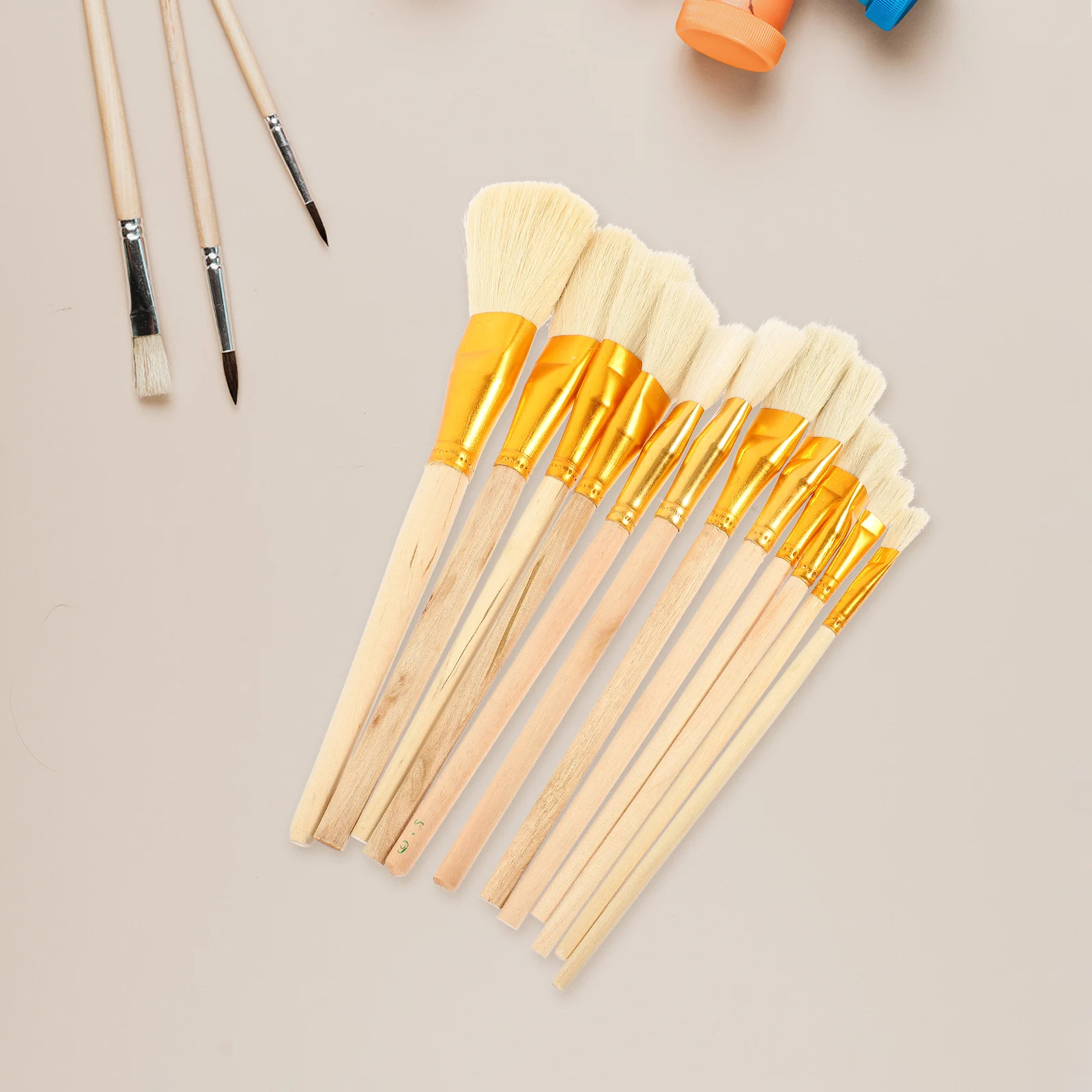 

12 Pcs Professional Paint Brushes with Wooden Handle for Acrylic Oil Watercolor Gouache Art Painting Crafts Brush Set