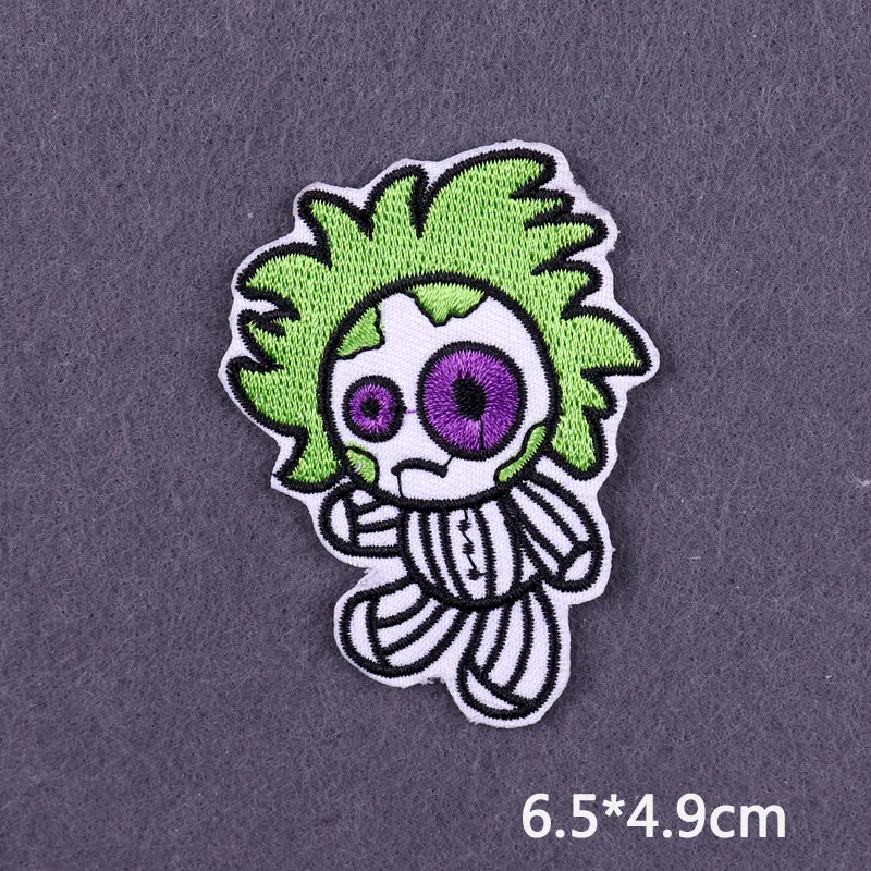 Flamme Schädel Patch Kleidung Punk Bestickt Patches Für Kleidung Eisen Auf Patch Auf Kleidung Thermoadhesive Patches Jacke Abzeichen DIY – Detail 33