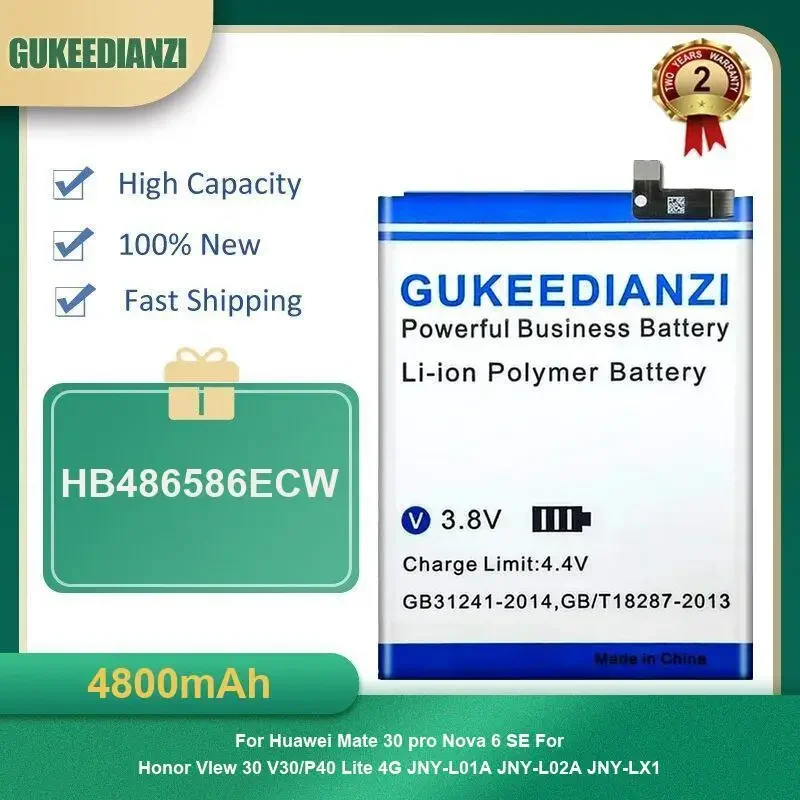 

4800mAh HB486586ECW Battery For Huawei Mate 30 pro Nova 6 SE For Honor VIew 30 V30/P40 Lite 4G JNY-L01A JNY-L02A JNY-LX1