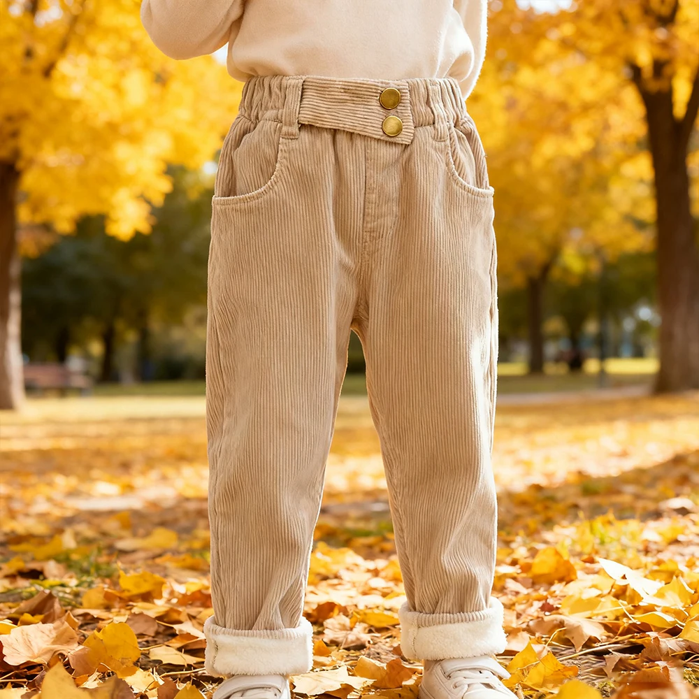 

Children's Clothing Kids Warm Pants Boy Girls Autumn Winter Corduroy Thicken Keep Wear Sports Trousers Casual High Waist Pants