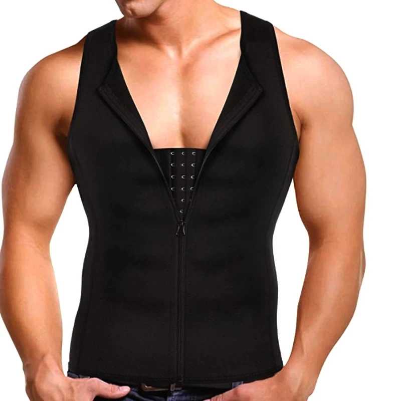 Men's Sauna Suit Abdomen Control Vest Sports Vest Cross-Border apewear Neoprene Tight Body Suit Nylon Polyester Fabric