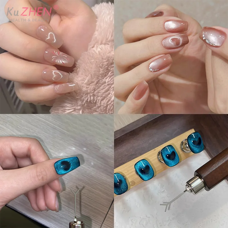 CAT EYE MAGNET Stick ชุดเครื่องมือเล็บเหล็กขนาดเล็กชิ้น MAGNET Stick สร้างกระต่ายหัวใจรูปแบบแม่เหล็กภาษาโปลิชคํา Effects เล็บ