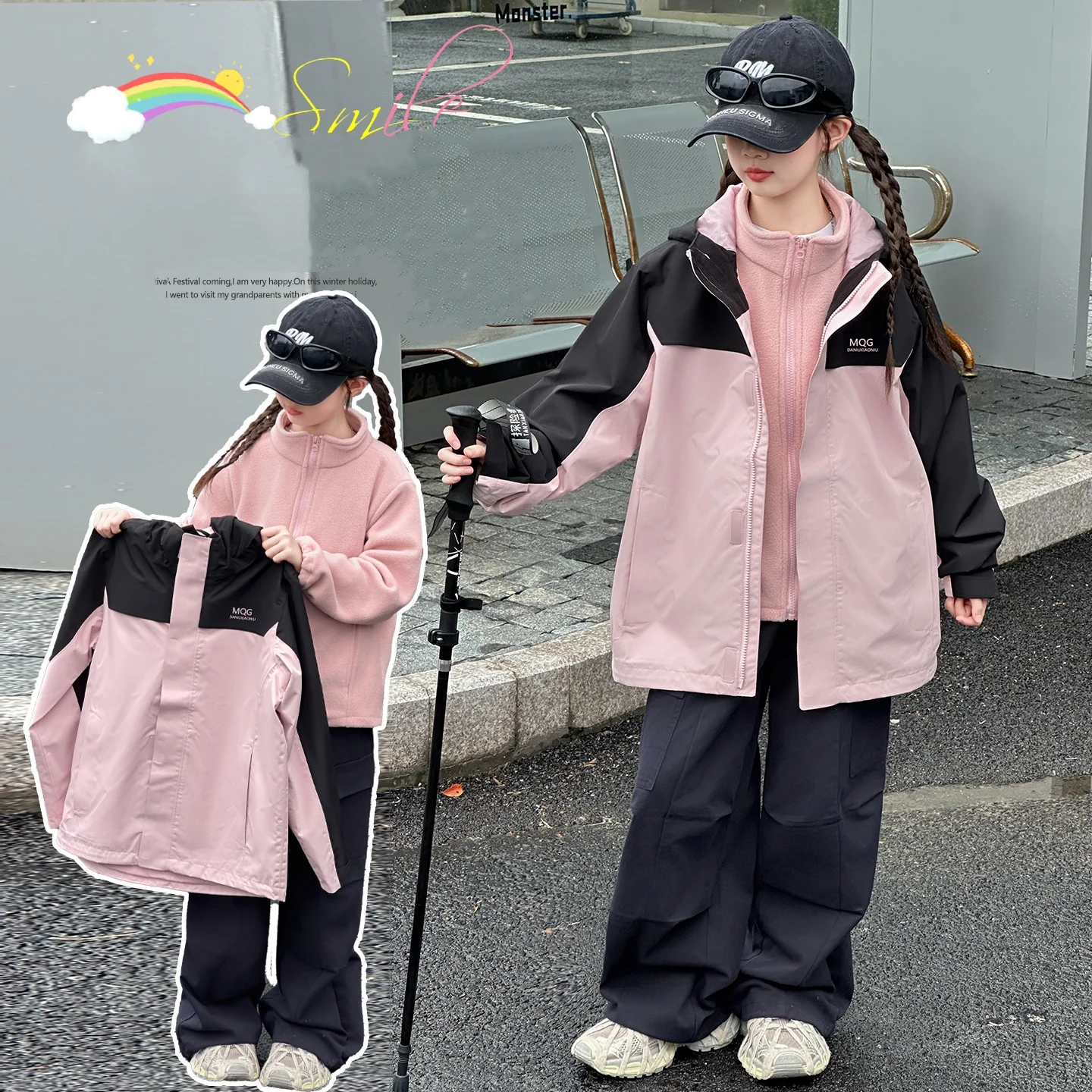 

Kids Spring Autumn Jacket Child Windbreak 4-14Y Girl Patchwork Sporty Coat Tween Little Child Waterproof And Sunscreen Outwear