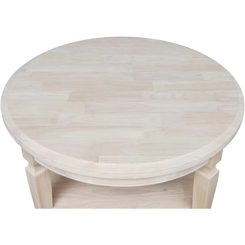 Vista mesa de centro redonda sin terminar