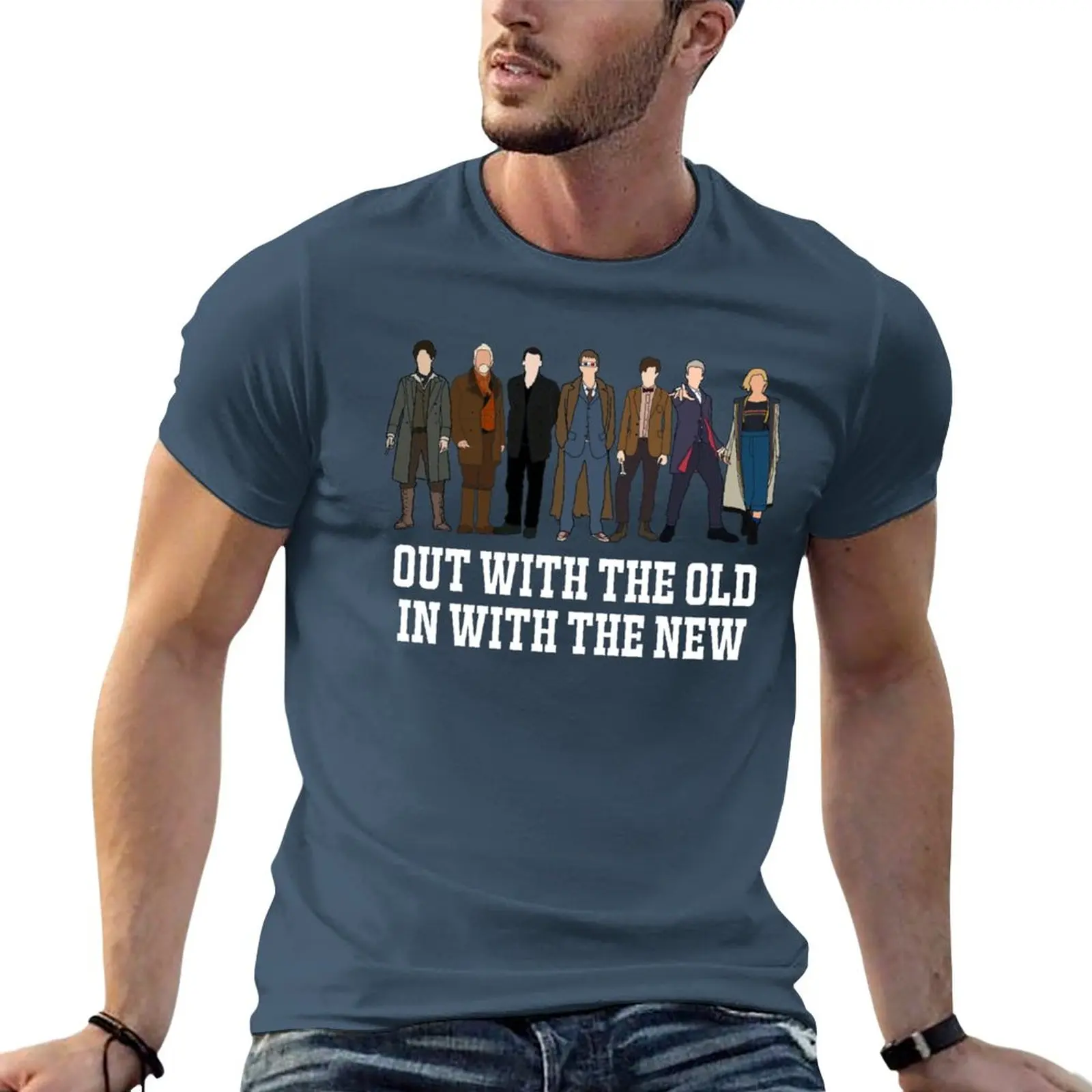 

New Who Doctor ensemble: Out with the old in with the new (White) T-Shirt kawaii clothes quick-drying t-shirt mens t shirts pack