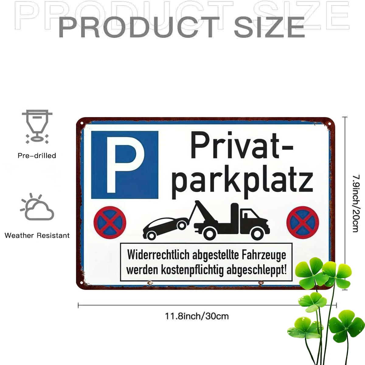 2D Flat, 2D Flat 1pc, Vintage German Parking Sign Iron Art Decor - 