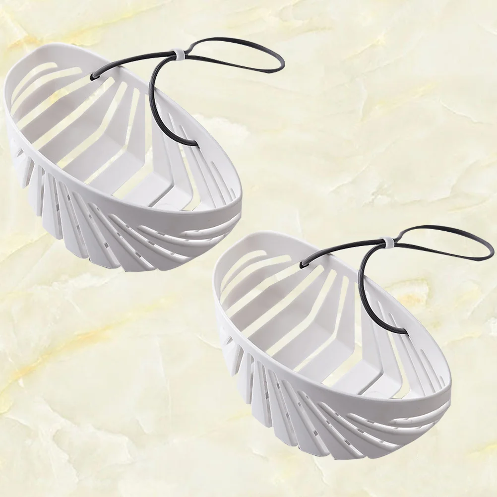 

2pcs Plastic Sink Hanging Basket Kitchen Organizer Sponge Draining Soap Liquid Storage Towel Holder Drainage Rack Hollow Bottom