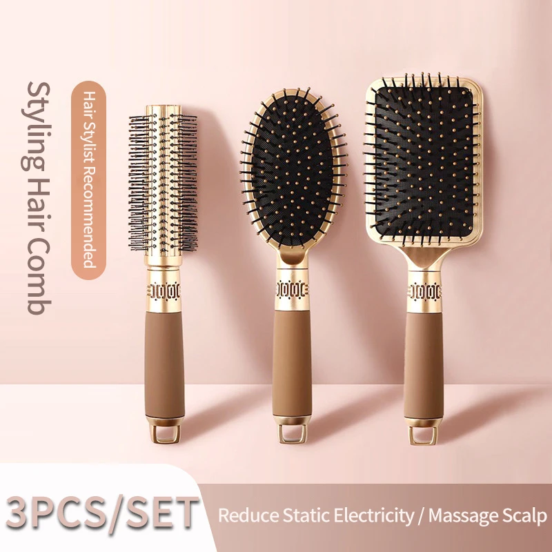 

Girls Hairdressing Air Cushion Comb 3/4 Types/set Scalp Massage Comb Anti-static Airbag Plastic Curling Brush Hair Grooming Tool