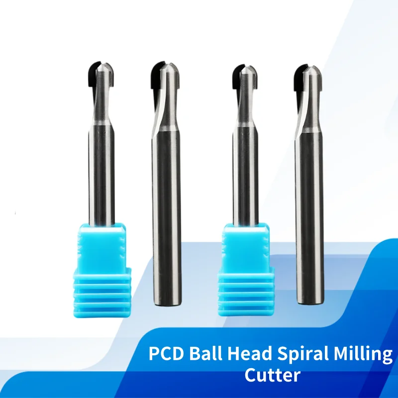 

YUHE PCD Ball Head Spiral Milling Cutter Double Flute Spiral End Milling Cutter Tungsten Carbide CNC Router Bit Engraving Bit