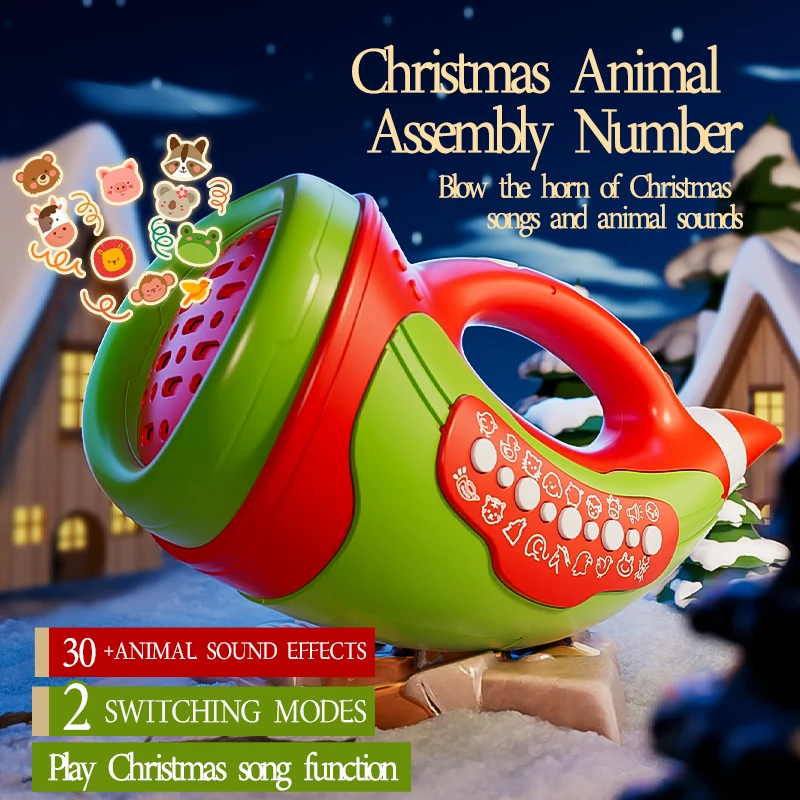 

1 шт., рождественский детский музыкальный рожок с животными и 30 реалистичными звуками животных, ручной усилитель звука, игрушка для емкости легких и F