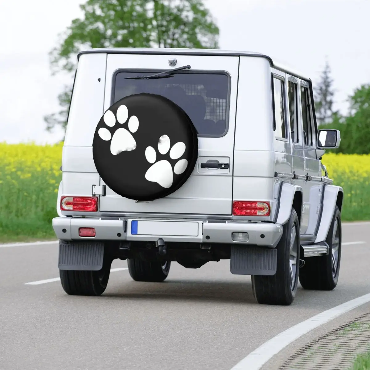 Custom Dog Paw Print Spare Tire Cover for Prado Pajero Animal 4WD 4x4 Trailer Car Wheel Protectors 14\