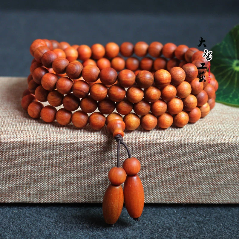 

Grain-patterned translucent blood dragon wood bracelet beads, handmade, 8mm 6mm, 108 beads