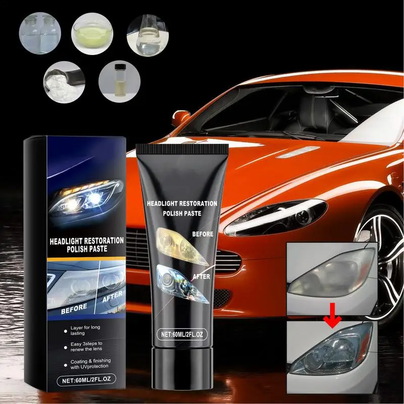 

60ml New Car Headlight Restoration Cleaner Auto Headlight Scratch Repair Paste Headlamp Scratch Remover Repair Cleaning Cream