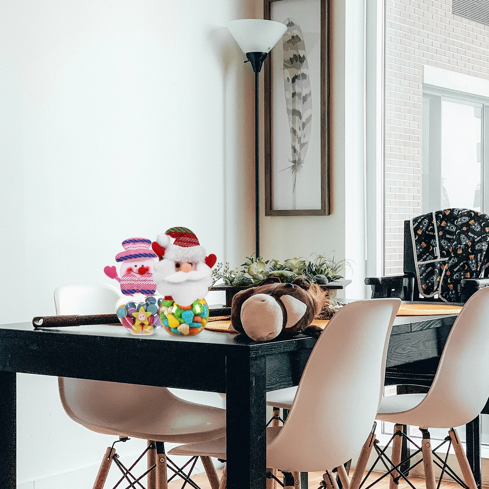 

5pcs Candy Jars Plastic Round Heart Shape Christmas Storage Jar Party Candy Box Gift Sweets Container Festival Decor