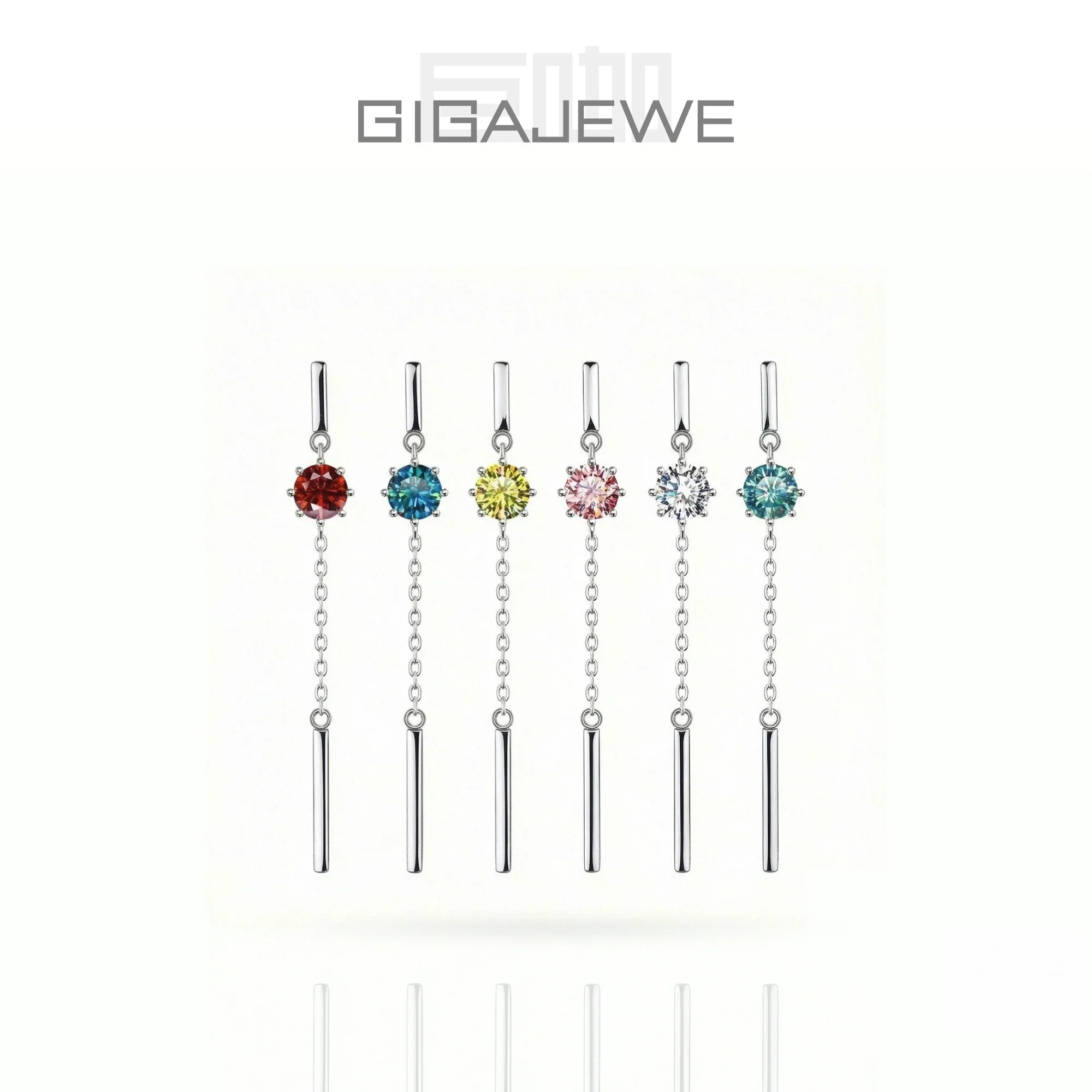 GIGAJEWE Tassels Earrings Moissanite White D NovaColor VVS1 S925 Silver 18K Gold Plated Diamond Test Passed Jewelry Wife Gift