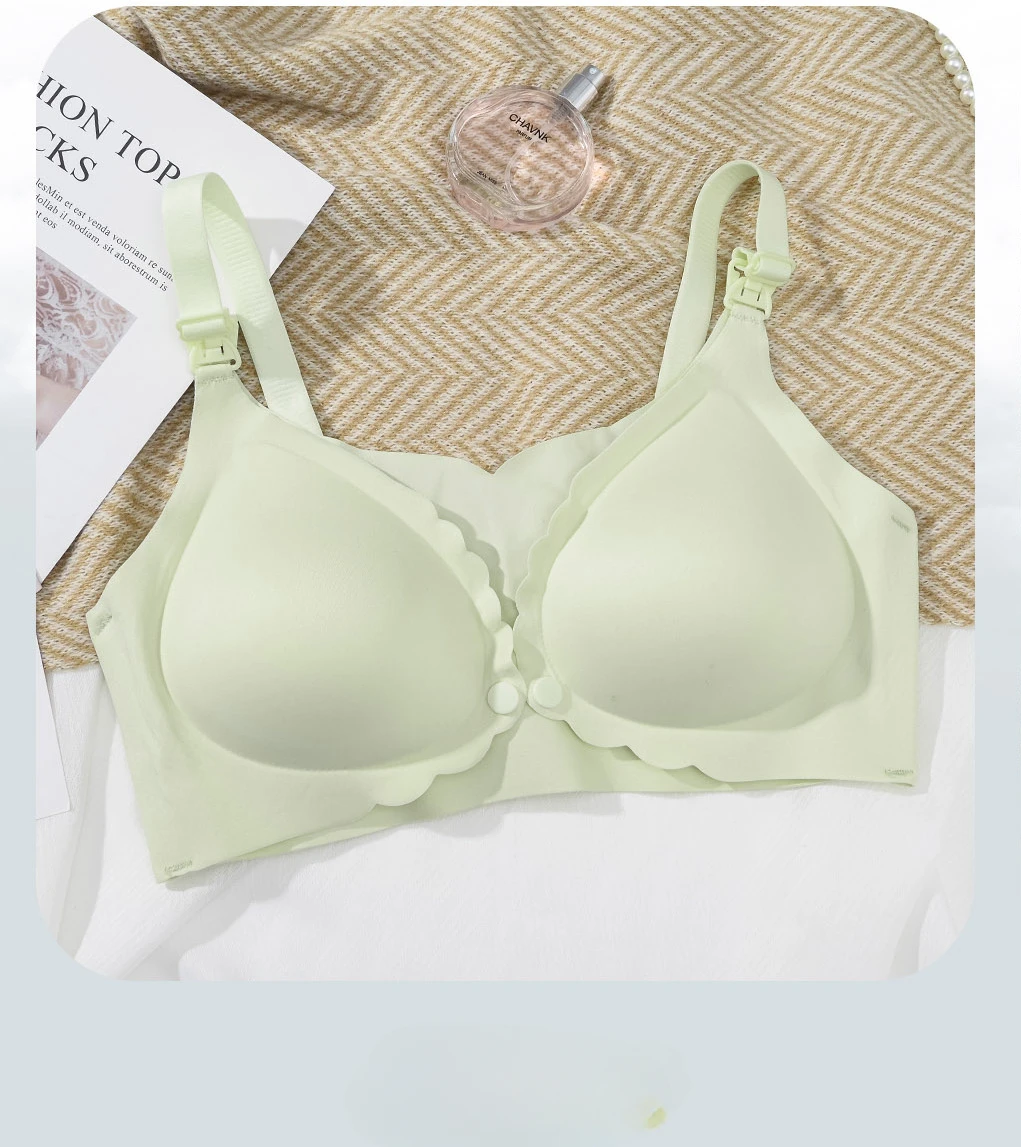 Summer Smooth Nursing Bra Front-Open, Seamless, Wire-Free, Ice Silk Bra with Push-up Effect