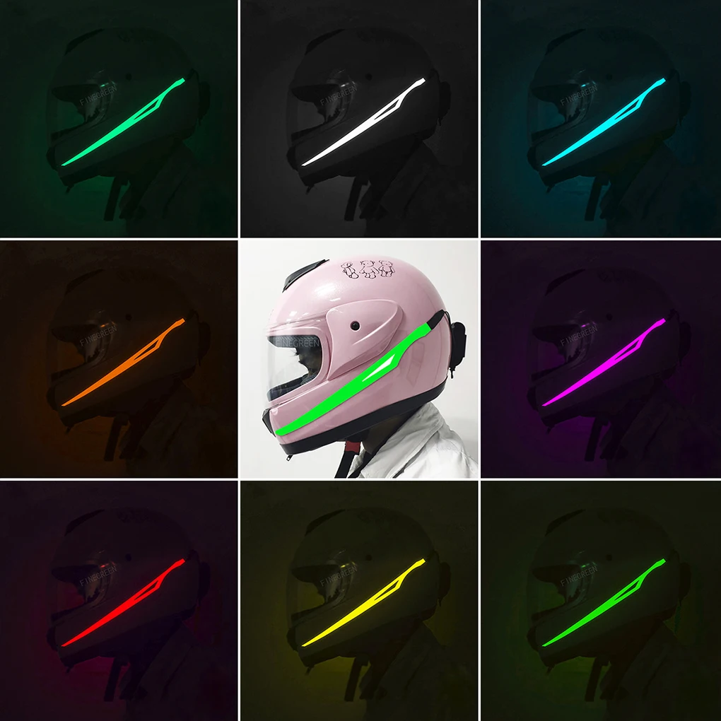 جديد دراجة نارية خوذة الباردة ضوء طقم عصري وامض شريط مضيئة ملصق LED ليلة ركوب أضواء دراجة نارية خوذة الديكور #2