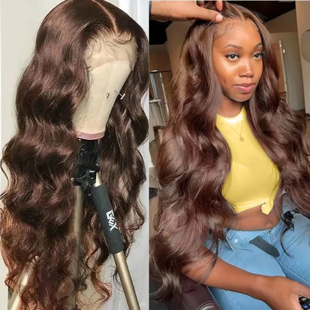 

Волнистые волосы 30-40 дюймов # 4 шоколадно-коричневых парика с кружевной передней частью 13x6 из натуральных человеческих волос для женщин, парики с HD-кружевной передней частью 13x4, плотность 200%