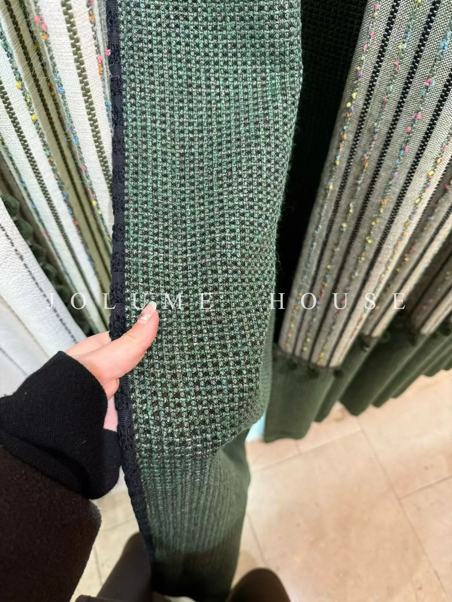 New American Retro Cotton Linen Ink Green Jacquard Patched Curtains for Living Room Bedroom French Window Customized Products