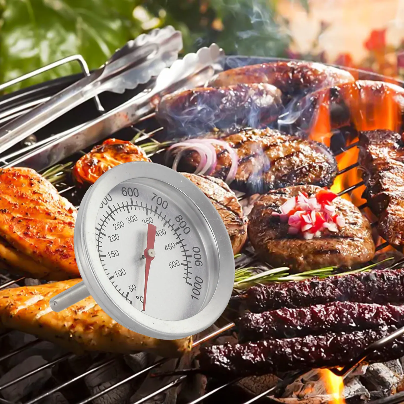 50~500℃ Stainless Steel Thermometer BBQ  Grill Meat Oven Temperature Gauge Oven Temperature Gauge Stainless Steel Bimetallic Gri