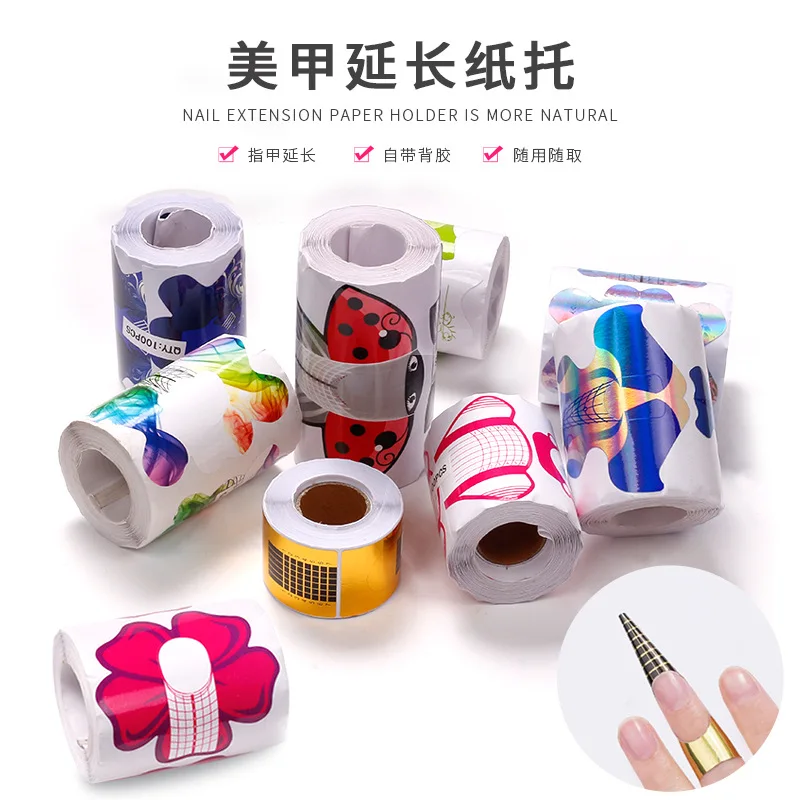 100Pcs/Lot French Nail Form Tips Nail Sticker Extension Acrylic UV Gel Curve False Nails Art Tools DIY Guide Forms Manicure Set