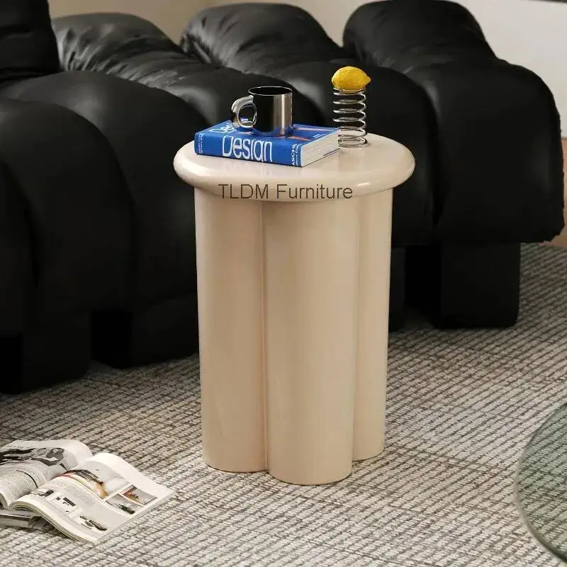 Retro Cylinder-Spliced Side Table - Living Room Sofa Round End Table, Designer Decorative Storage Coffee Table for Home