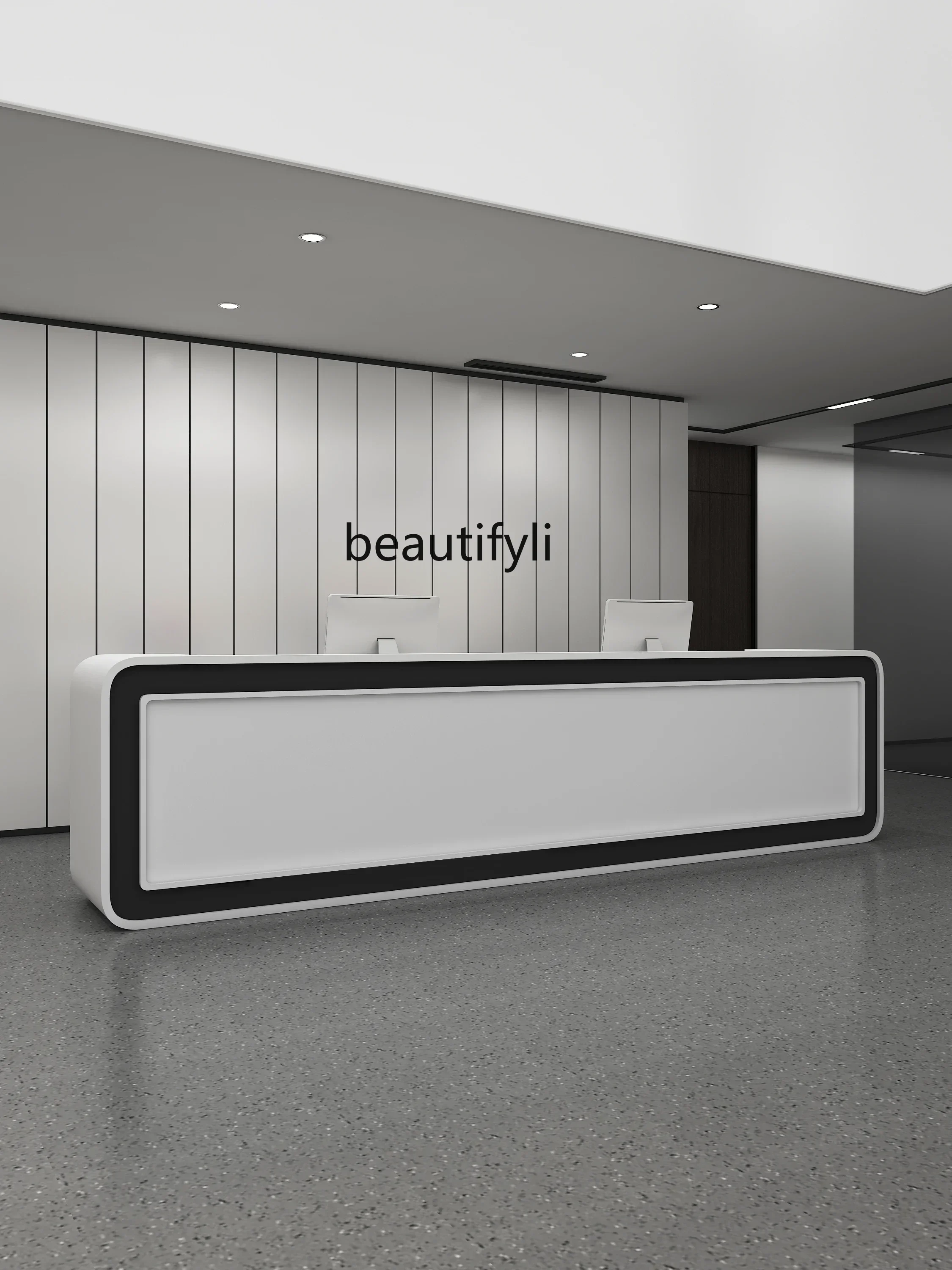 

Simple and modern beauty salon, bar , front desk of the company lobby, barber shop, milk tea shop, payment desk.