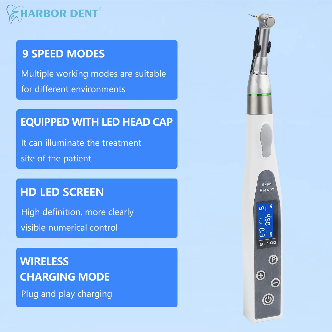 EndoMotor 16:1, equipo de reducción Dental, Endo inalámbrico con luz LED, Motor importado, instrumento de Canal radicular, puntas de dentista