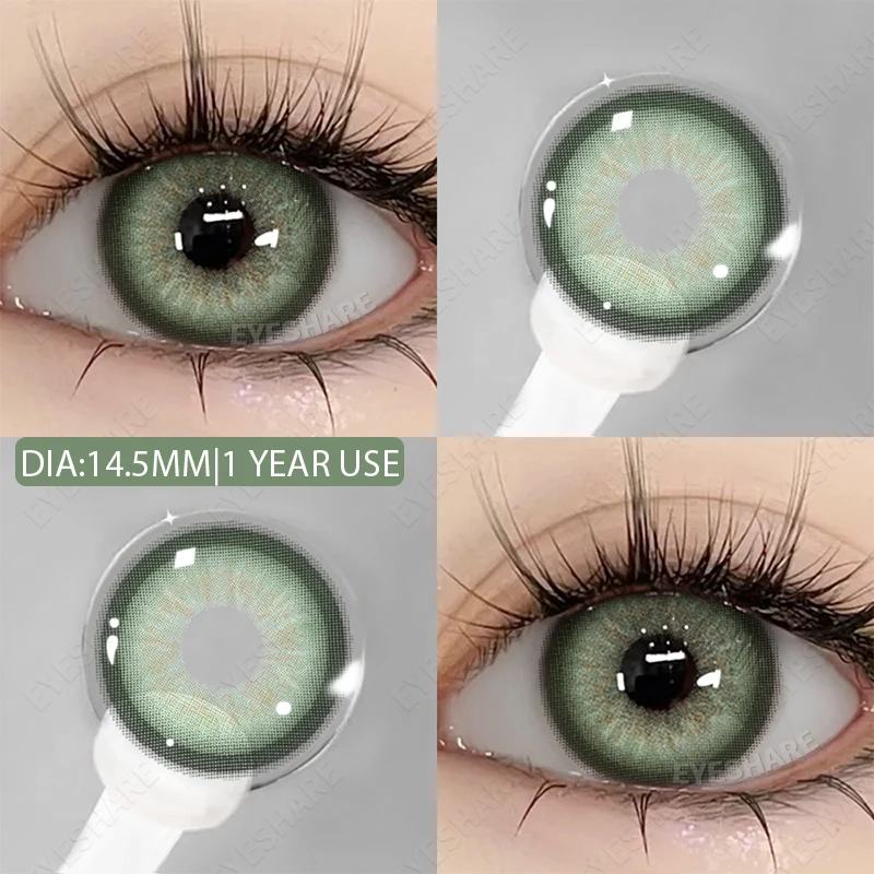 EYESHARE 1 Paar farbige Kontaktlinsen der grünen Serie für Augen, farbige Linsen, grüne Linsen, natürliche bunte Kontaktlinsen, jährliche Verwendung