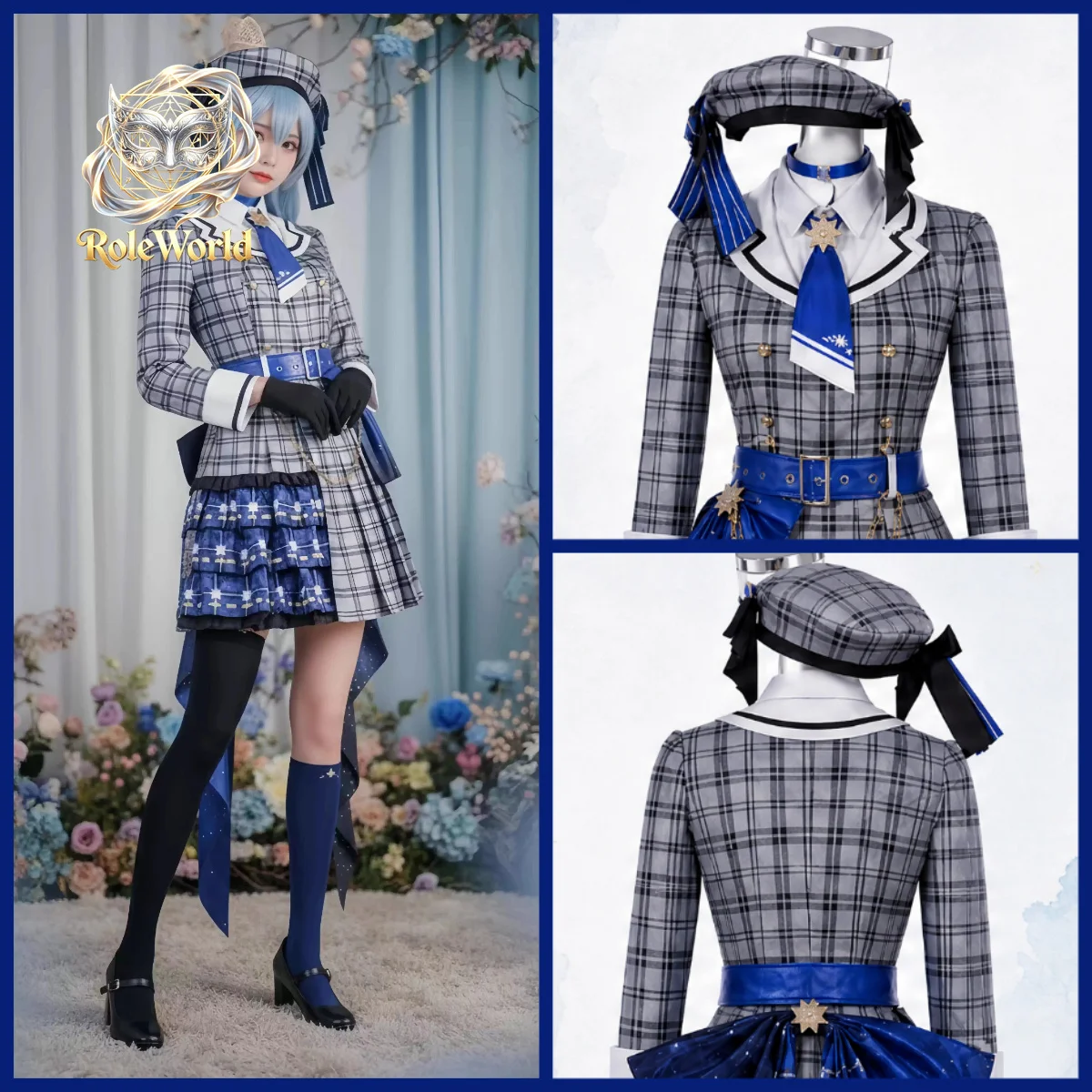 Hoshimachi Suisei Cosplay Costume Hololive Vtuber Plaid Stage Outfit Women Anime Cos Suit For Halloween Comic Con