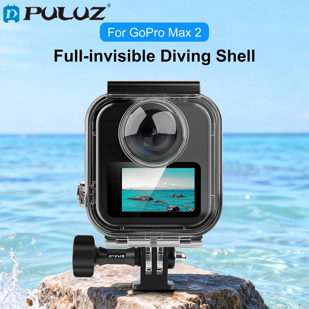 PULUZ Carcasa impermeable para cámara de buceo, carcasa impermeable para buceo de 45m para GoPro MAX2, cámara de acción Max 2, carcasa de buceo completamente invisible