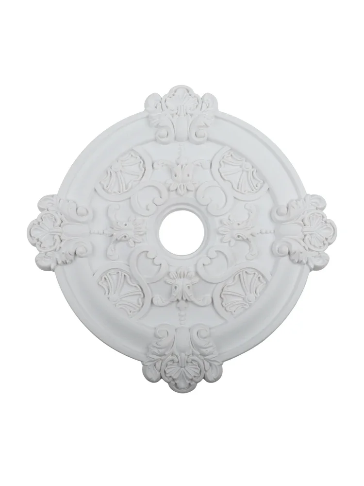 Decorative round PU ceiling fan lamp cover designed for multiple lighting fixtures to enhance ceiling aesthetics and stability