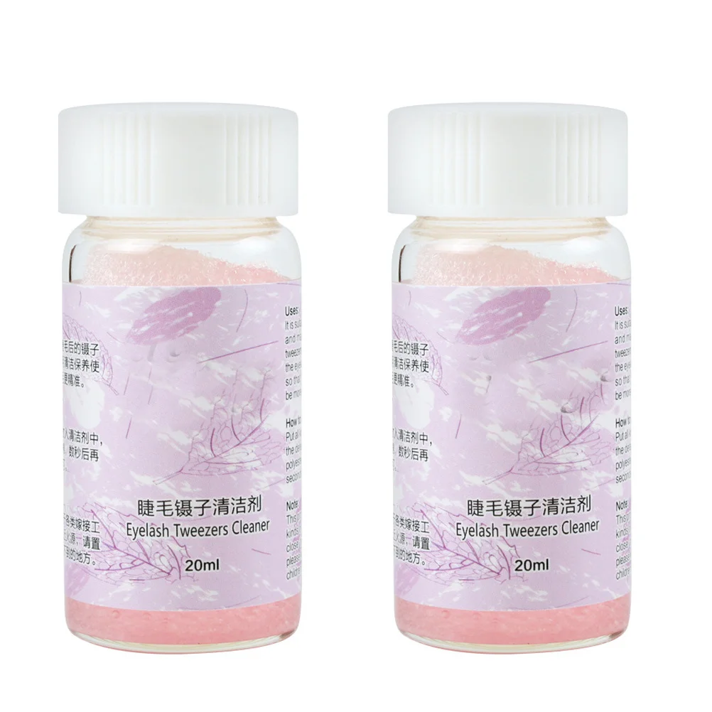 2 個 20 ミリリットルまつげエクステンションピンセット接着剤リムーバー再利用可能で実用的なクリーン接着剤まつげエクステンションピンセットクリーナー