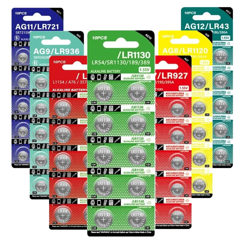 10Pcs AG10 Button Cell Batteries 1.55V LR43 LR44 LR721 LR927 LR936 LR1120 LR1130 Battery Coin Cell For Watch AG7 AG8 AG9 AG12 13