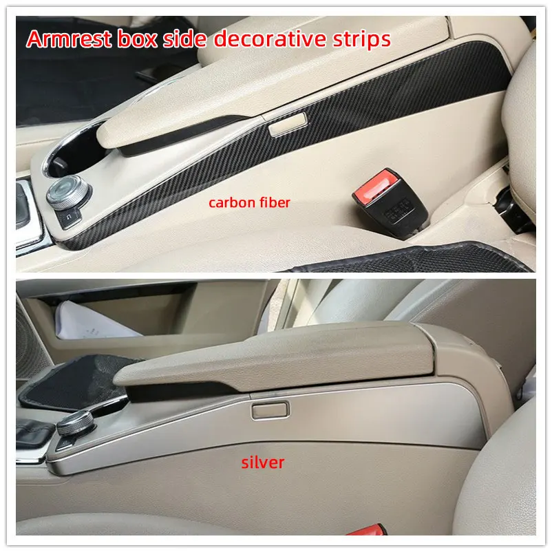 Carbon Fiber For Mercedes Benz GLK X204 GLK300 GLK250 GLK350 2008-2015,Center Console Armrest Box Side Decoration Strip Trim