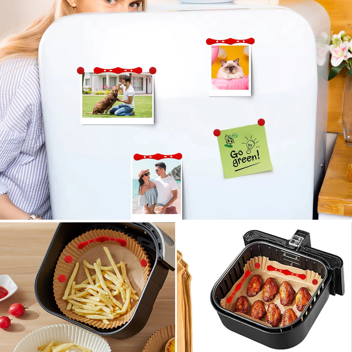 Силиконовая пряжка с магнитом для фритюрницы, магнитные силиконовые зажимы для фритюрницы, пергаментная бумага, используемая для управления фритюрницей можно использовать повторно