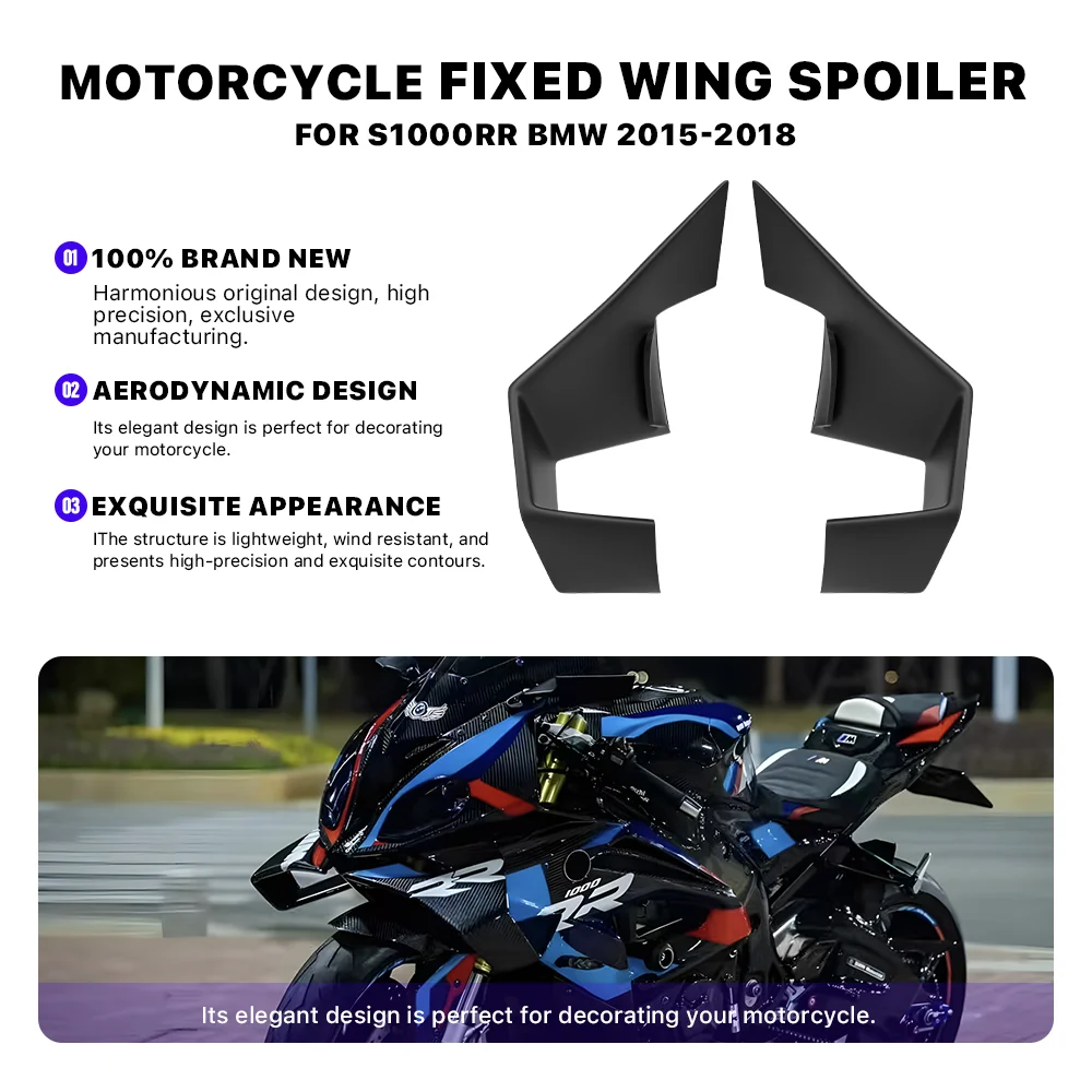 

Motorcycle fixed wing spoiler For BMW S1000RR S1000 RR 2015-2018 aerodynamic wing side winglet windshield wing aileron
