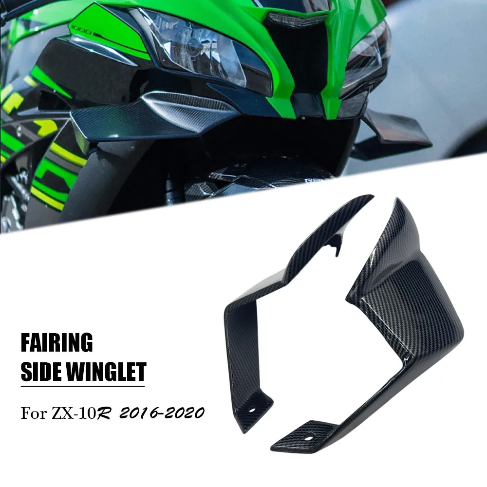 Motorcycle Accessories Carbon Fiber Wings Fixed Wind Wings For Kawasaki ZX10R Ninja ZX-10R Fairing Spoiler