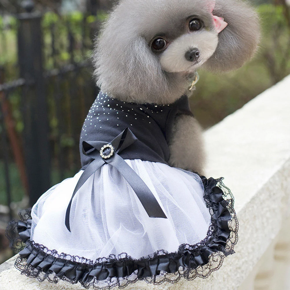 

Dog Lace Dress Black Size Xxl Comfortable Pet Clothes Wedding Party Birthday Photo Costume Pet Dress Lace Clothes