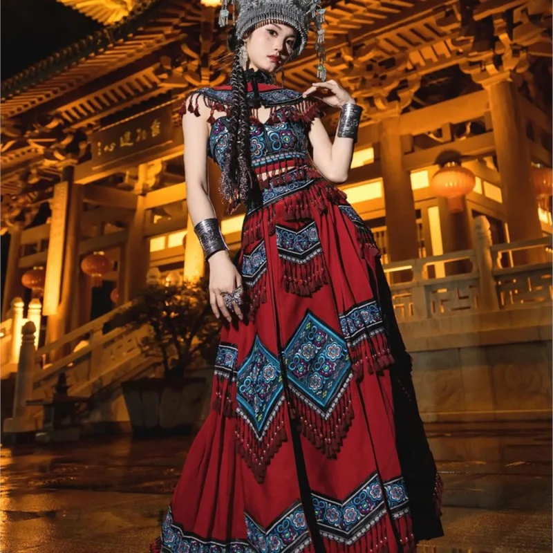 

Платье с вышивкой на плечах, этническое фото, длинный экзотический костюм для девочек