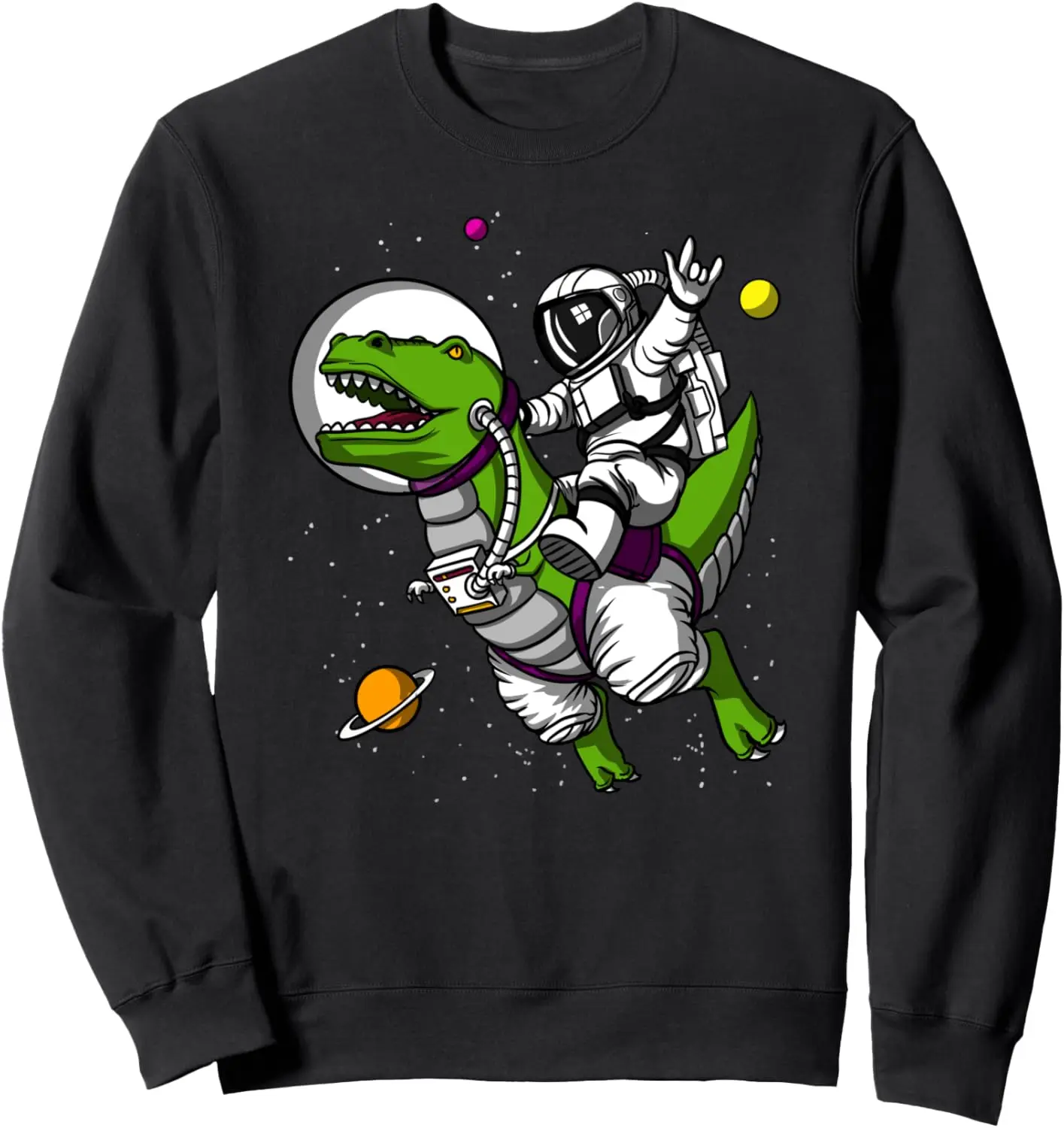 Space Astronaut Riding T-Rex Dinosaur Science Fiction Kids Sweatshirt