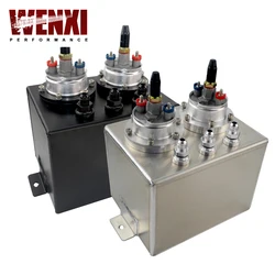 3L Dual Billet Aluminum Fuel Surge Tank / Surge Tank With 2Pcs 044 Fuel Pump Silver /Black WX-TK84044