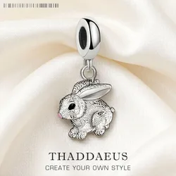 Authentic 925 Sterling Silver Elegance Lovely Rabbit Pendant Charm Cute Gift For Women Diy Fashion Jewelry